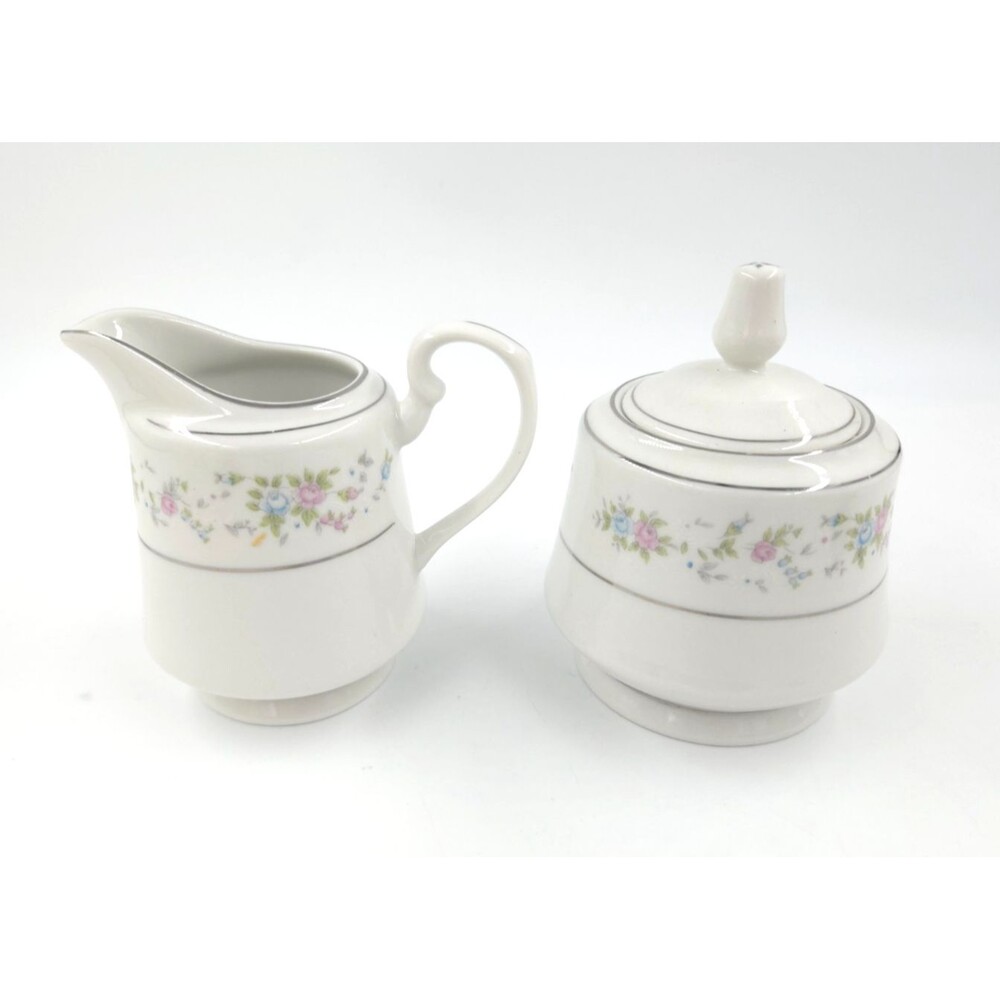 Vintage Sango MAJESTY Creamer and Covered Sugar Bowl Set - Floral Beauties